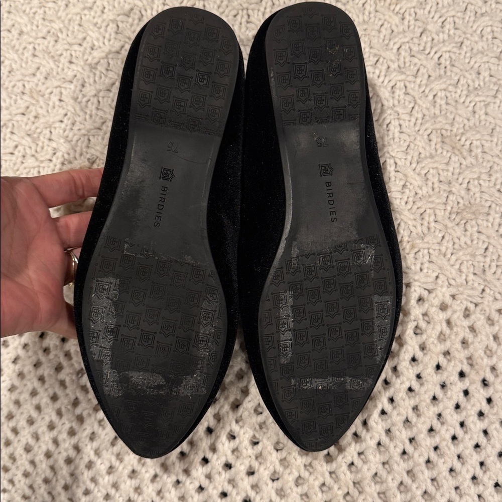 Birdies Women's Elegant  Flats Black Velvet  - The Heron 7/5 - Picture 7 of 9